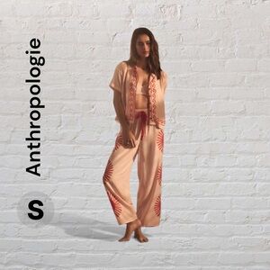 Anthropologie Pink and Red Pajama Set